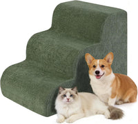 Dog Stairs for Bed & Couch, 18" H 4-Step Pet Ramp for Small Dogs - Green / 3 / Standard 15" Height