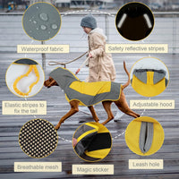 Hooded Dog Raincoat, Reflective Large Dog Rain Poncho - 2X-Large / Yellow - image 2