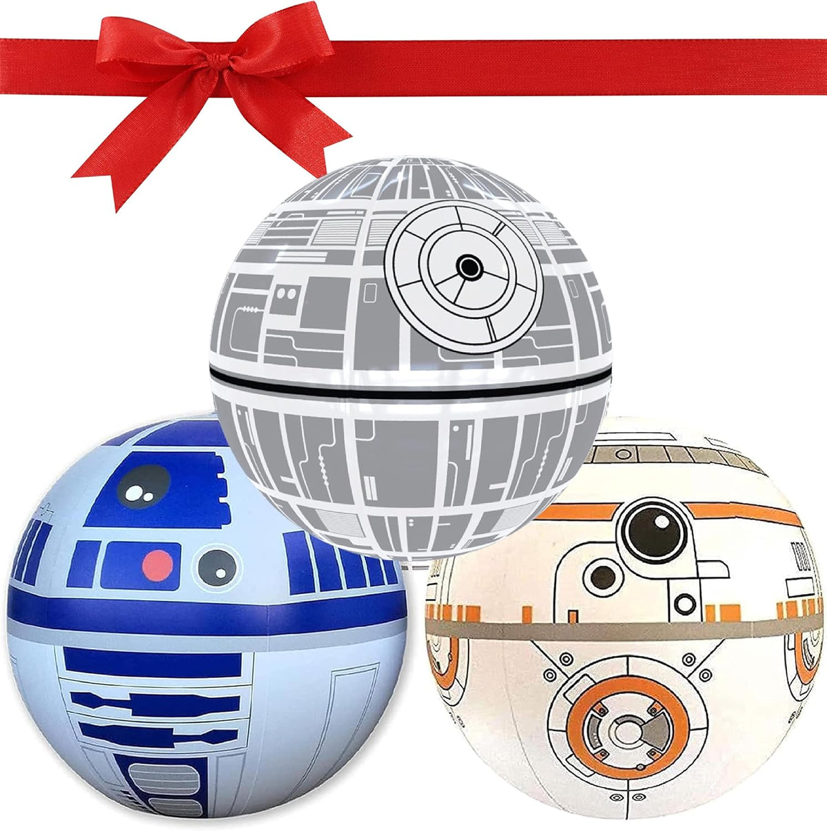 NINOSTAR galactic inflatable beach balls, set of 3 large balls with space designs