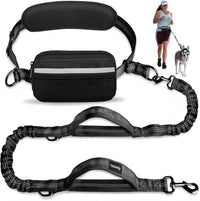 Uppetly Hands Free Dog Running Leash with Waist Belt - 1 dog/Black / Large