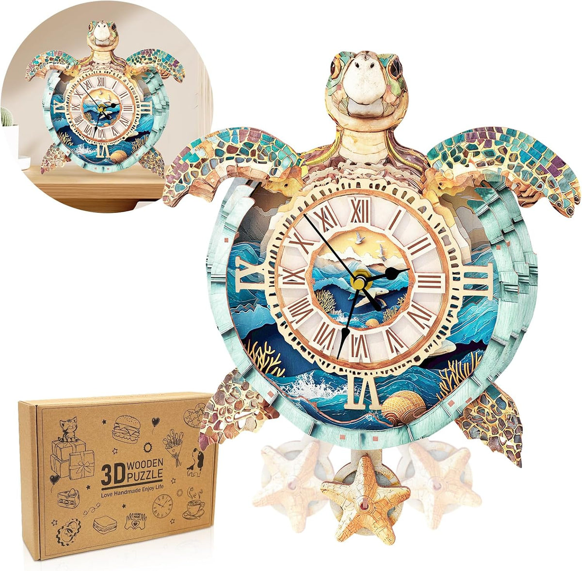 Halloween 3D Puzzles for Adults Halloween Puzzle Clock Adult Craft – Fun for Kids & Family - Turtle Clock