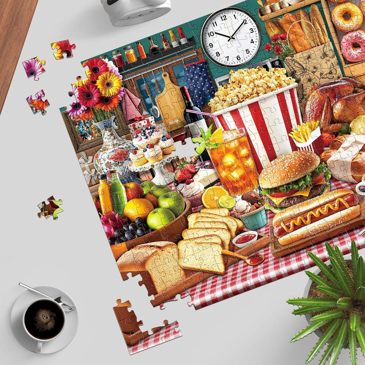 1000 Piece Puzzles for Adults, Premium Magic Book Jigsaw Puzzle – Fun for Kids & Family - Lumière's Banquet - image 4