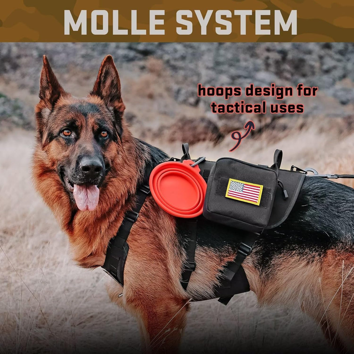 Forestpaw Tactical Dog Harness for Large Dogs, Military, L - S:Chest 17-25",Fit 20-35lbs / Black - image 4