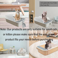 kathson Open Small Cat Litter Box with High Side,Anti-Splashing Kitten Litter Pan,Semi-Enclosed Removable Kitty Cat Toilet with Litter Sifting Scoop for Boxes Easy to Clean No Odor-Grey