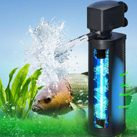 200GPH Aquarium Filter, U-V for Aquarium for 20-75 Gal Tank - Large Aquarium Filter for 125-400 Gallon / Black
