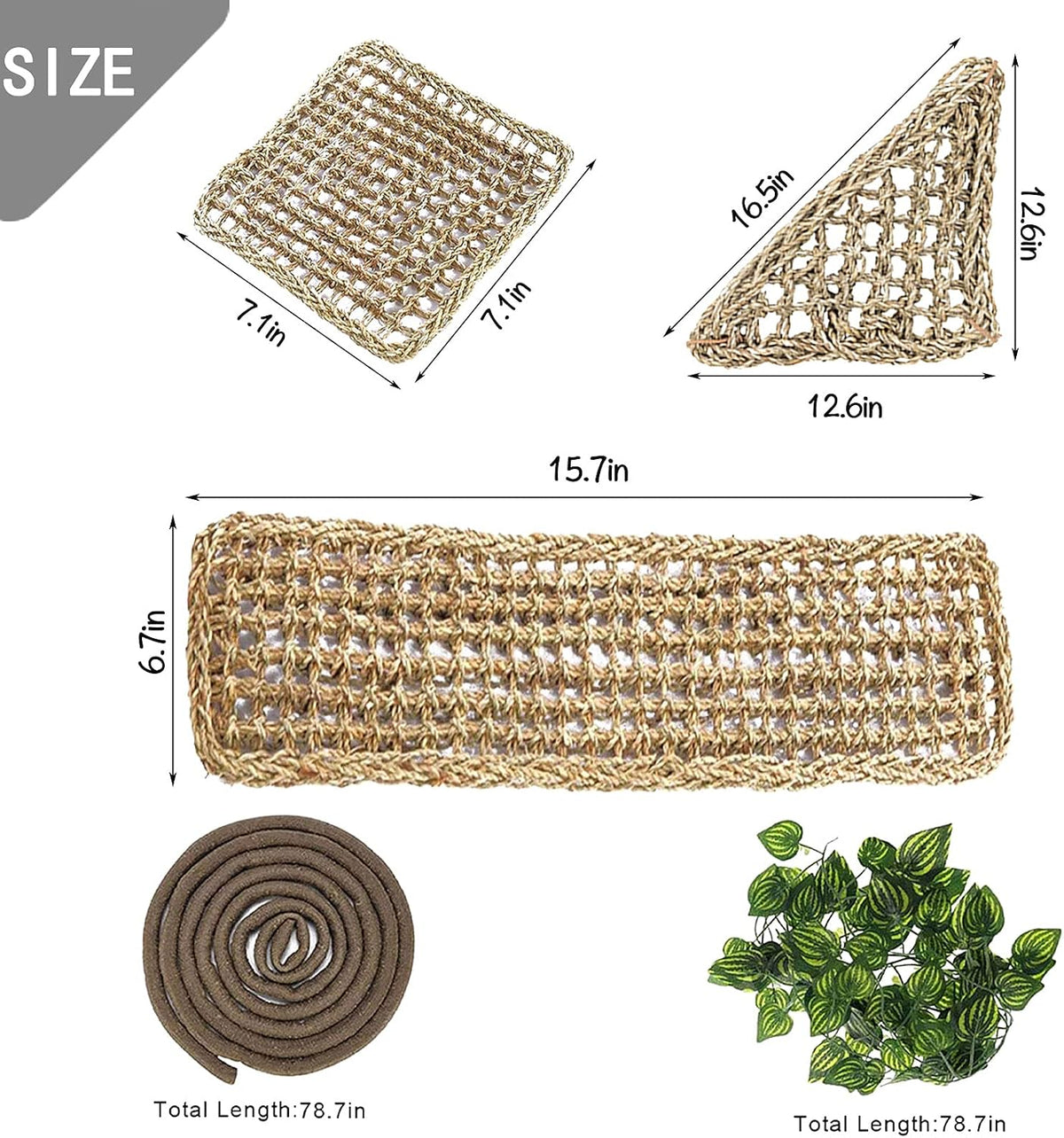 2 Pack Large Bearded Dragon Hammock - 3Pcs-Square+Triangle+Rectangle - image 3