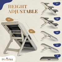Dog Steps for Bed & Couch 2-in-1 Dog Stairs/Ramp - Height Adjustable Dog Ramp for Couch 7” - 20” - Pet Stairs, Dog Stairs for Small Dogs - Easy to Move Pet Steps with Landing Platform, Gray