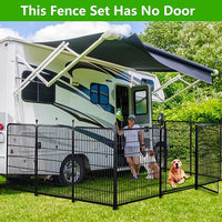 Doorless Dog Digging Fence Barrier,56in(H) 10 Panels Total 22.1 Ft(L), Black Metal Fencing for Yard 4.6ft Tall, Dog Fence Outdoor for Yard, Fences for Garden Beds, Garden Fencing Border