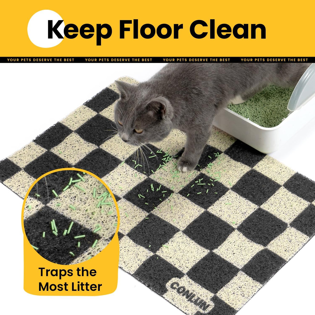 Conlun Cat Litter Mat Litter Trapping Mat - Chessboard - image 3