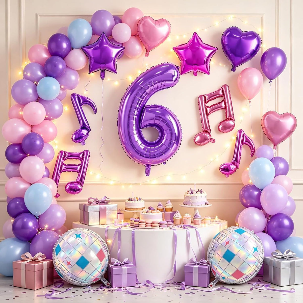 TONIFUL 40 Inch Red Number 3 Balloons Large Foil 3rd Birthday - Purple Music Set / Number 6 - image 4
