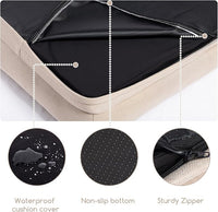Hollypet Orthopedic Dog Bed for Medium Dogs, Supportive Foam Pet Couch with Removable Washable Cover and Non-Slip Bottom, Waterproof Lining Dog Sofa Bed, Khaki, M (28 * 22.5 * 7.5)