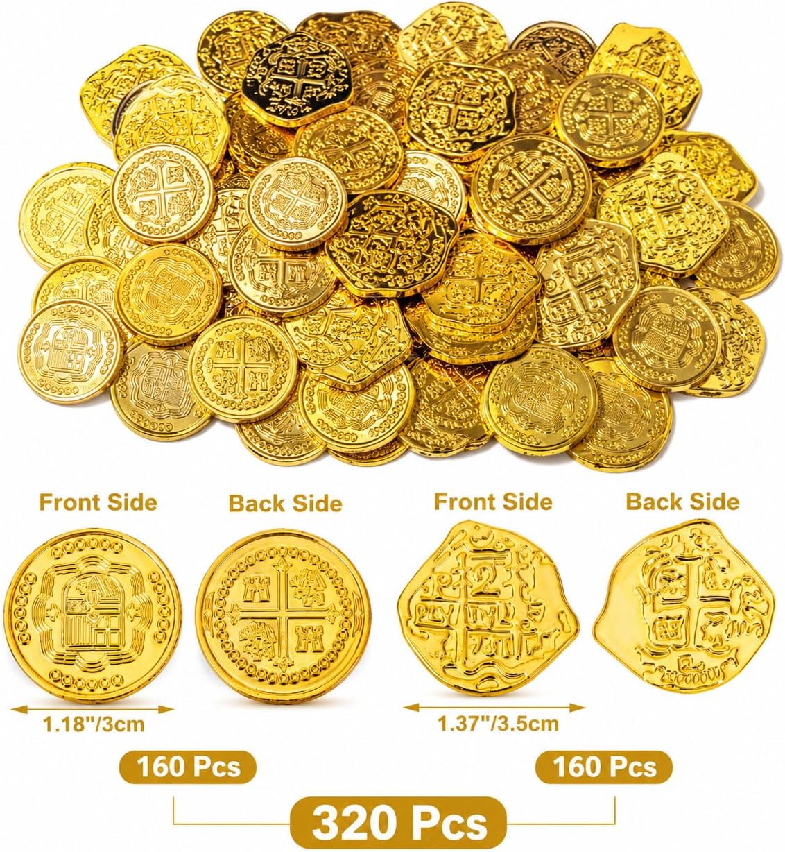 AiFanS 320 plastic gold pirate coins in 4 patterns - view 2