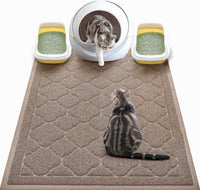 Cat Litter Box Mat, Kitty Premium PVC Pad, Durable Trapping Rug - #06 Champagne / Medallion/47 x 36 Inch