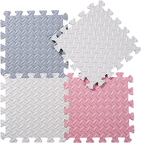 16 Tiles Foam Play Mat, Soft & Safe EVA Foam Mats for Floor - White/Gray/Lori Pink - image 3