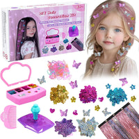 AOSITE hair bedazzler gem stamper kit with glitter pieces, wig pieces, mirror and box