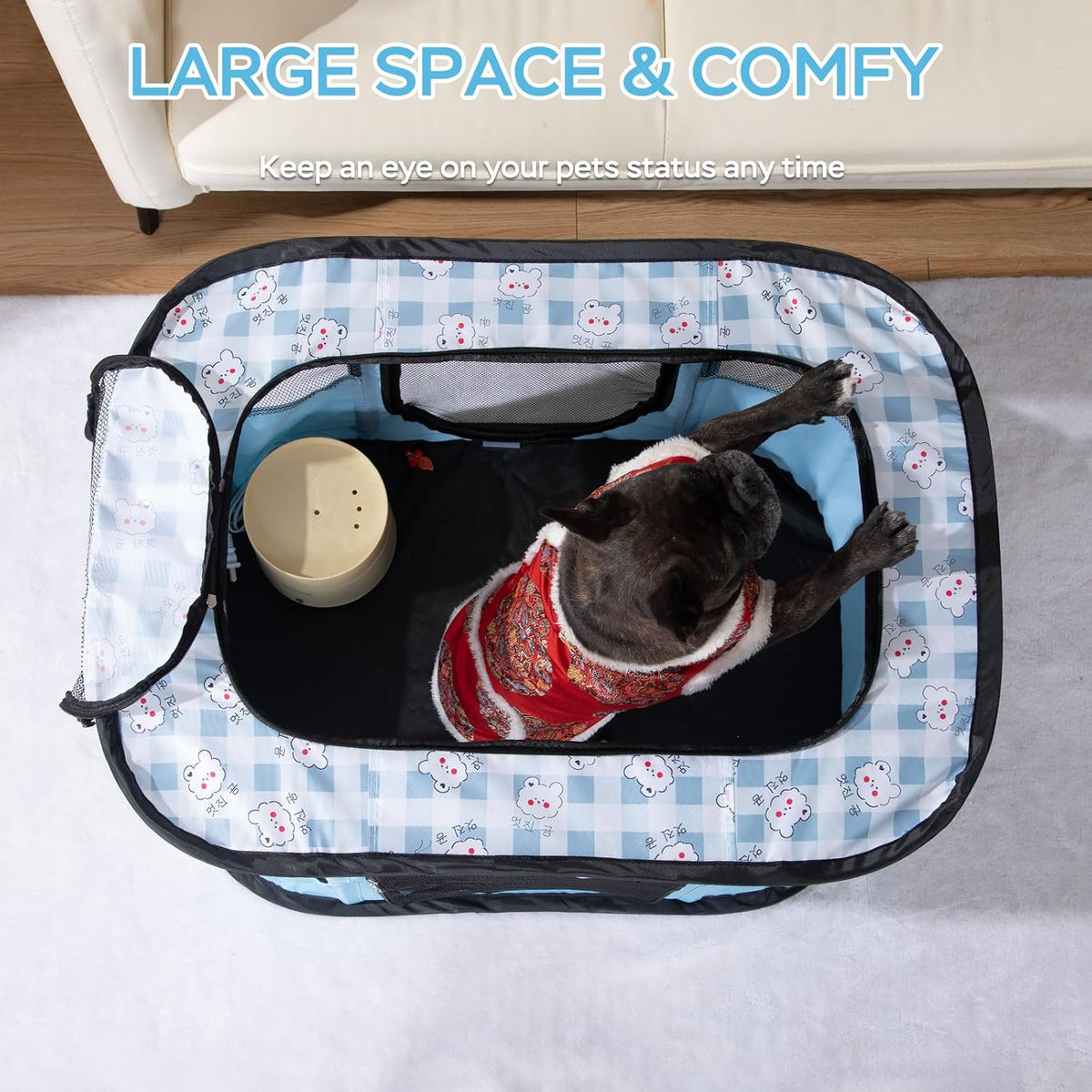 Foldable Pet Cat Playpen, Indoor Cat cage Crates S - Blue / Medium（31.5"L x 23.6"W x 21.7"H） - image 4