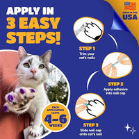 Soft Claws Cat Nail Caps for Large Cats – (40 Caps, Blue) - Made in USA - Veterinarian-Developed | Protects Furniture & Skin - Easy to Apply, Long-Lasting Anti-Scratch Soft Cat Claw Covers.
