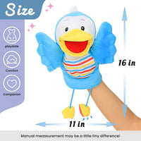 Hopearl white plush unicorn hand puppet with open movable mouth, 12 inches - view 15