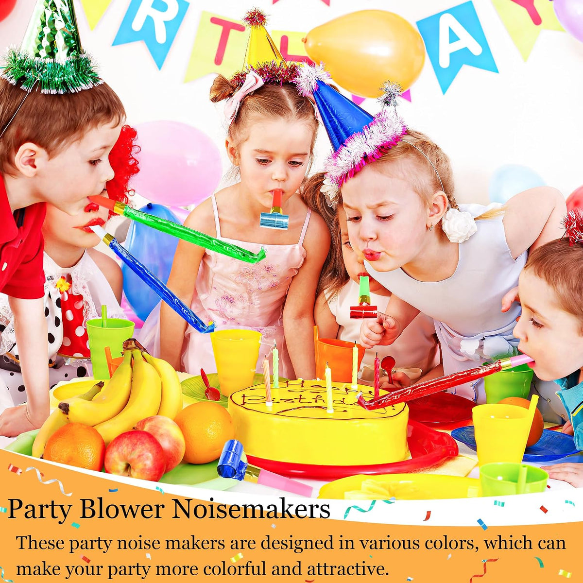 Twavang 12-pack colorful party blower noisemakers with metallic rolls - view 4