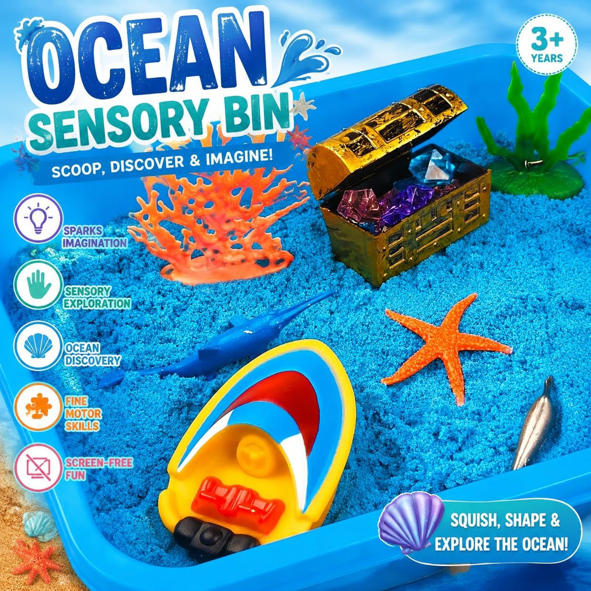 AGENTLAN Ocean Sensory Bin with Sensory Sand - OCEAN - image 4