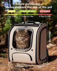 Pecute Cat Backpack Carrier, Large Space Cat Bubble Backpack - Khaki / 14.9"L x 11.0"W x 19.6"H - image 2