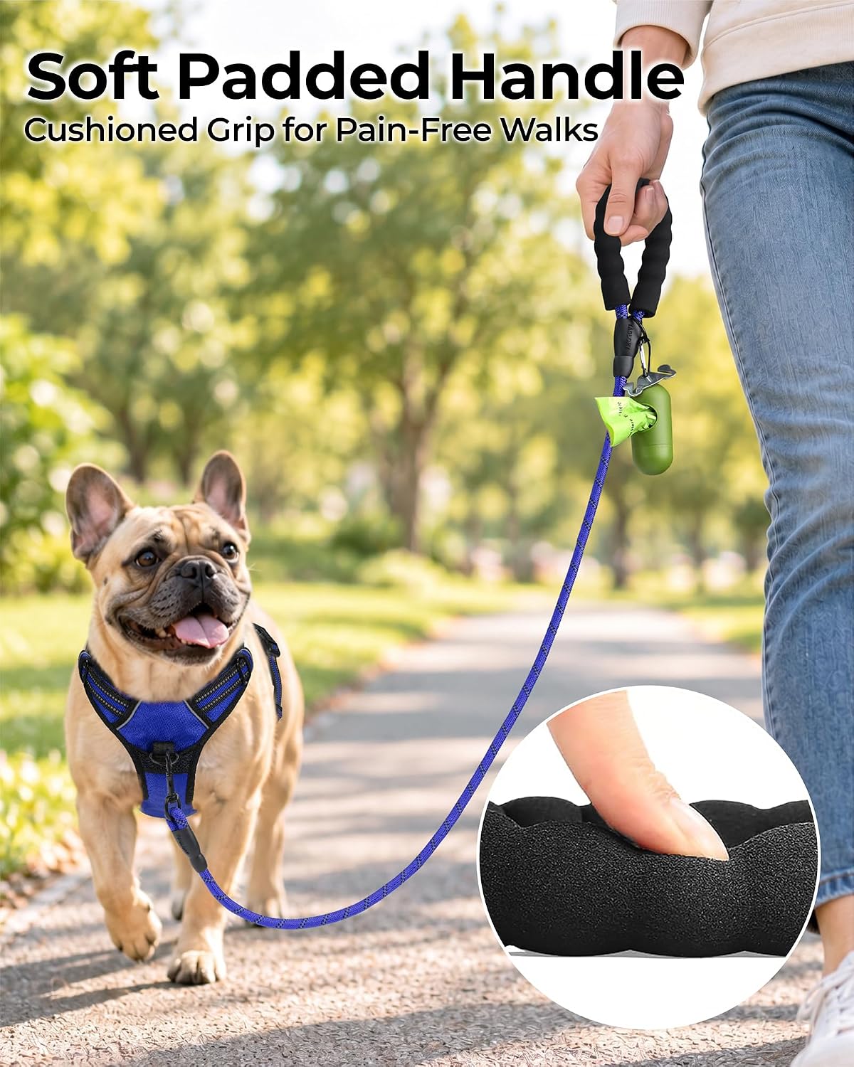 Taglory Rope Dog Leash for Medium Large Dogs - 3/8" x 5 FT (0~20 lbs.) / Navyblue - image 2