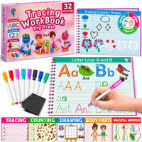 Curious 2 Learn Hardcover Preschool Activity Workbook for Kids Ages 3 - Pink