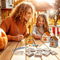 Fennoral 7 pack wooden 3D pumpkin house craft kit for kids Halloween decorating - view 27