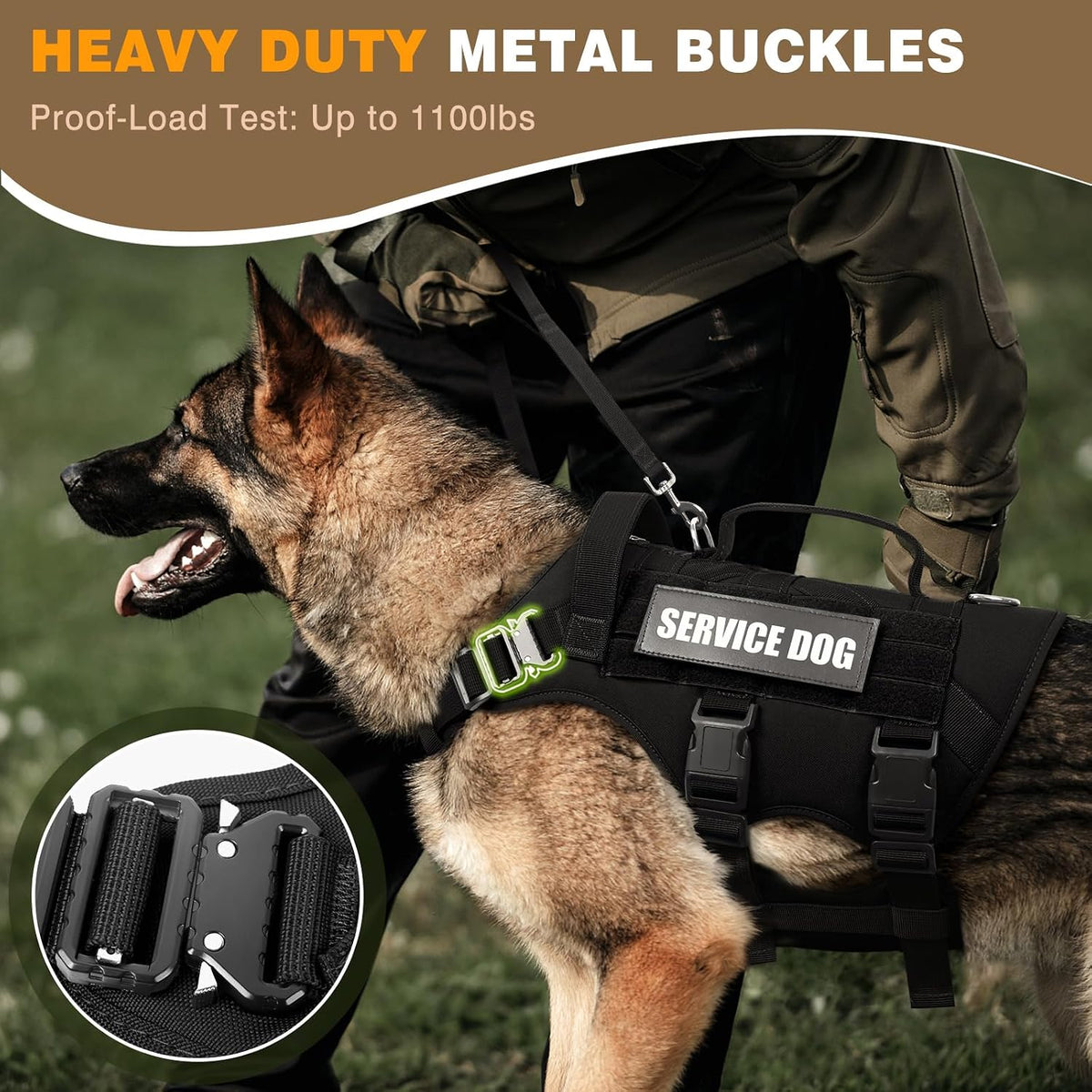 WINSEE Tactical Dog Harness with Dog Leash - Large / Black - image 4