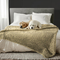 Muddy Mat Dog Blanket - Chenille Water Absorption Blanket for Bed & Couch Cover for Dogs Washable - Beige / 52" x 72" - image 2
