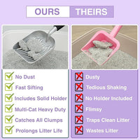 Heavy Duty Full Metal Cat Litter Scoop with Holder - Speed Sifter Litter Box Scooper Captures All Clumps - Kitty Litter Sifting Shovel Comfy Handle - Cat Scooper Includes Litter Bags & Non-Slide Clip