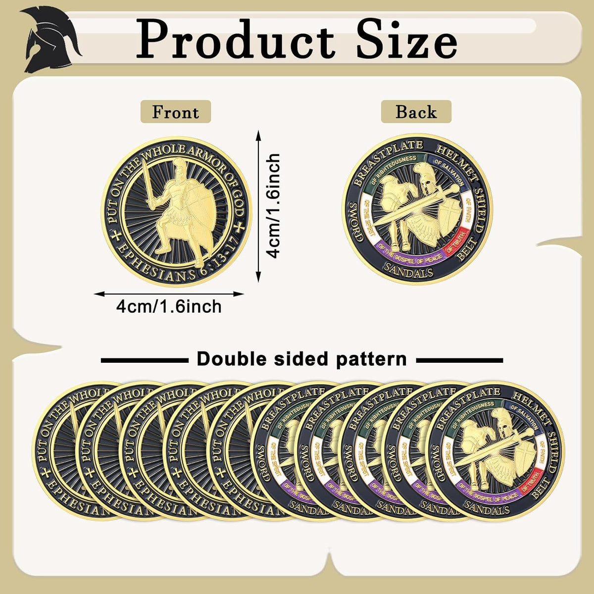 Nosiny 20 Pcs Armor of God Coins Metal Christian Challenge Coins - Novel Style 2 - image 2