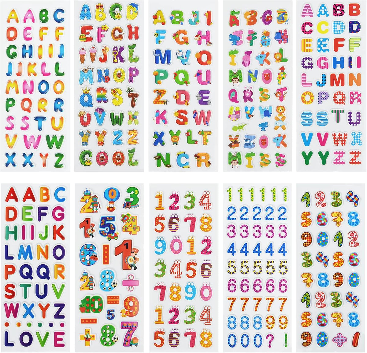 24 Sheets 3D Puffy Stickers for Toddlers Kids Boys Girls – Fun for Kids & Family - Numbers and Letters - image 2