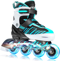 Adjustable Inline Skates for Kids Ages 4-12 – Fun for Kids & Family - Cyan / Large-Youth（3-6 US）