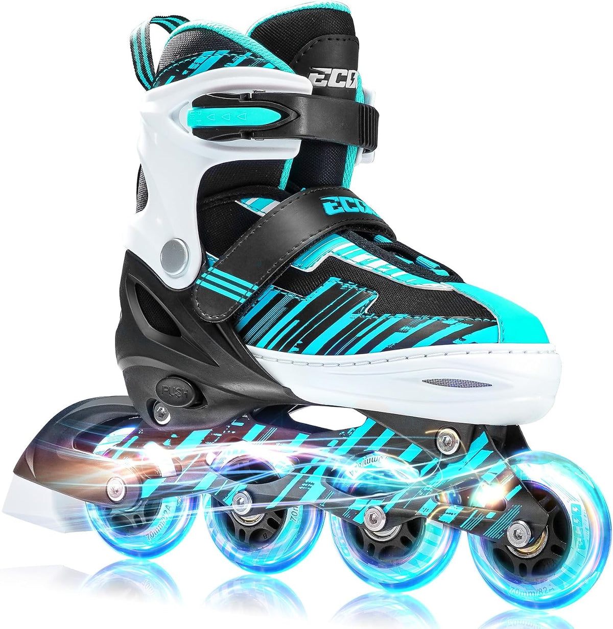 Adjustable Inline Skates for Kids Ages 4-12 – Fun for Kids & Family - Cyan / Large-Youth（3-6 US）