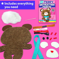 KRAFUN Beginner Sewing Kit, Sew Kitten & Mouse, Pre-Cut Felt - Teddy - image 3