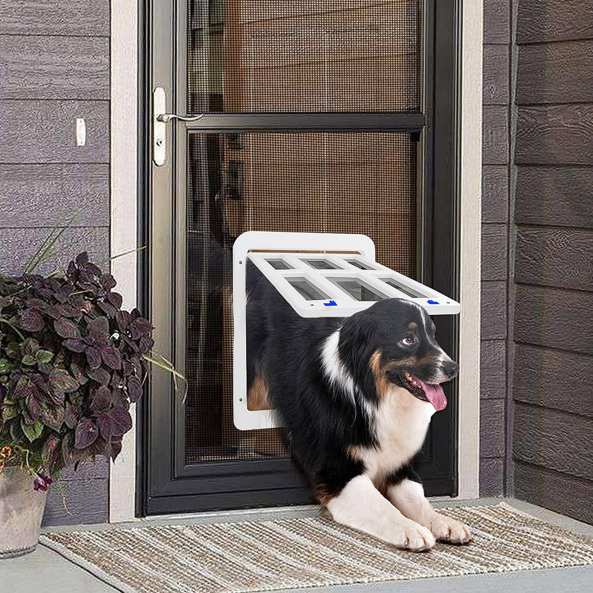 Dog Door for Screen Door, Cat Door Screen Small Dog Door Insert for Sliding Door Easy Install - 11.2" x 14.4" White Large - image 2
