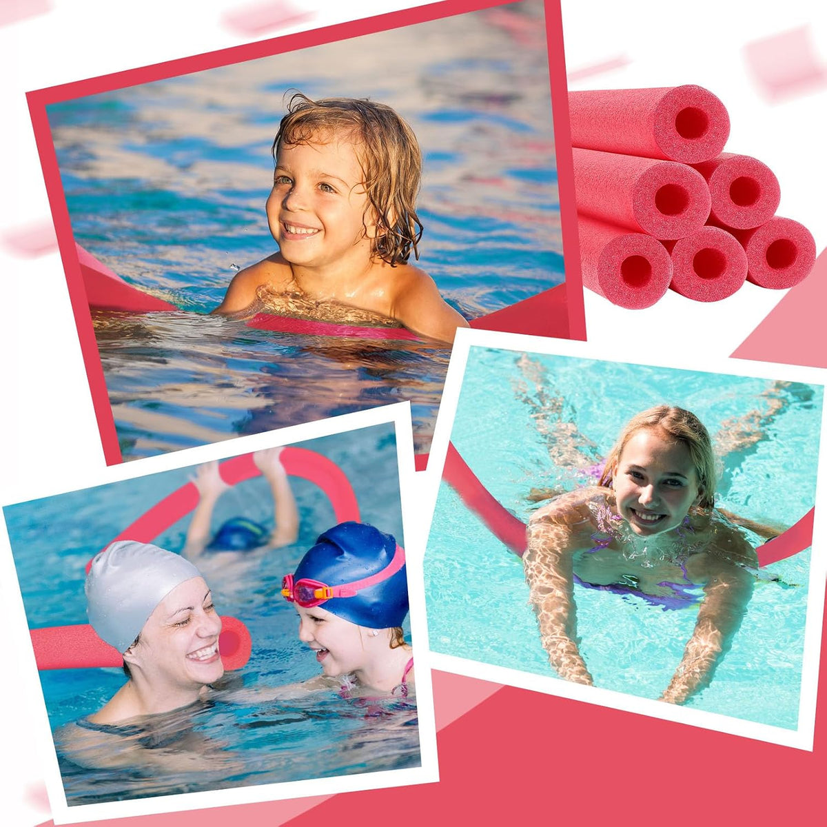 Hanaive white foam pool noodles, 6 pack, 52 inches long with hollow centers - view 36