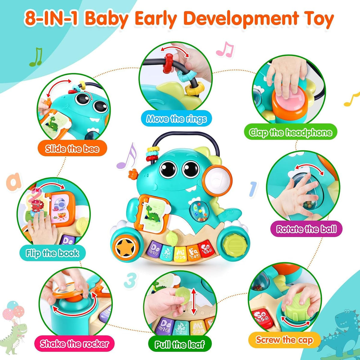 Baby Piano Toys 6-12 Months - Dinosaur - image 3
