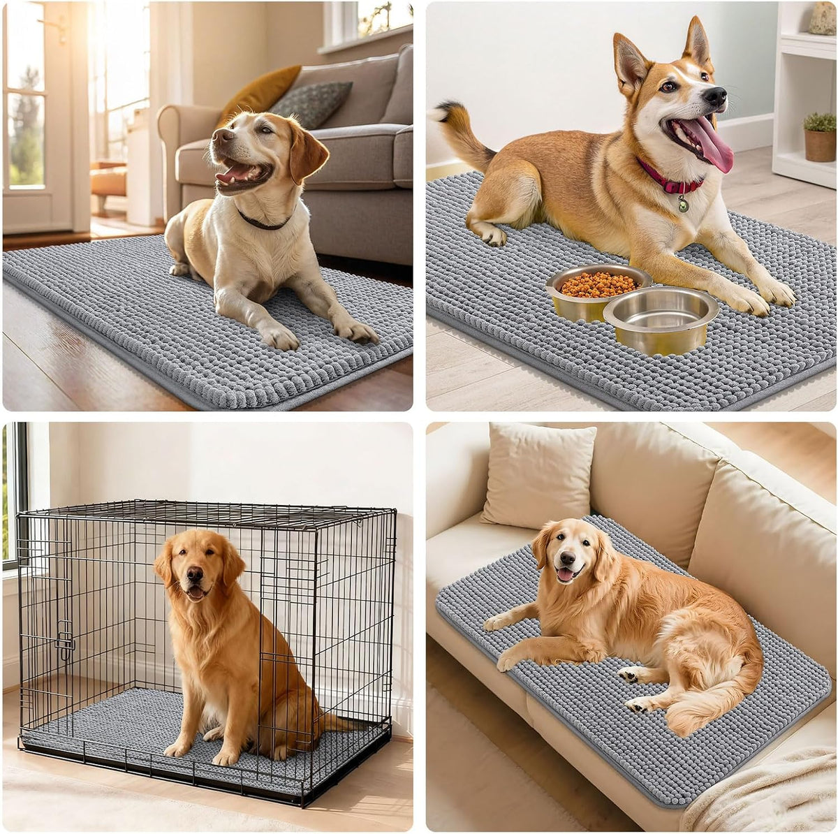 Smiry Dog Door Mat for Muddy Paws 30x20 - 36"X24" / Grey - image 2