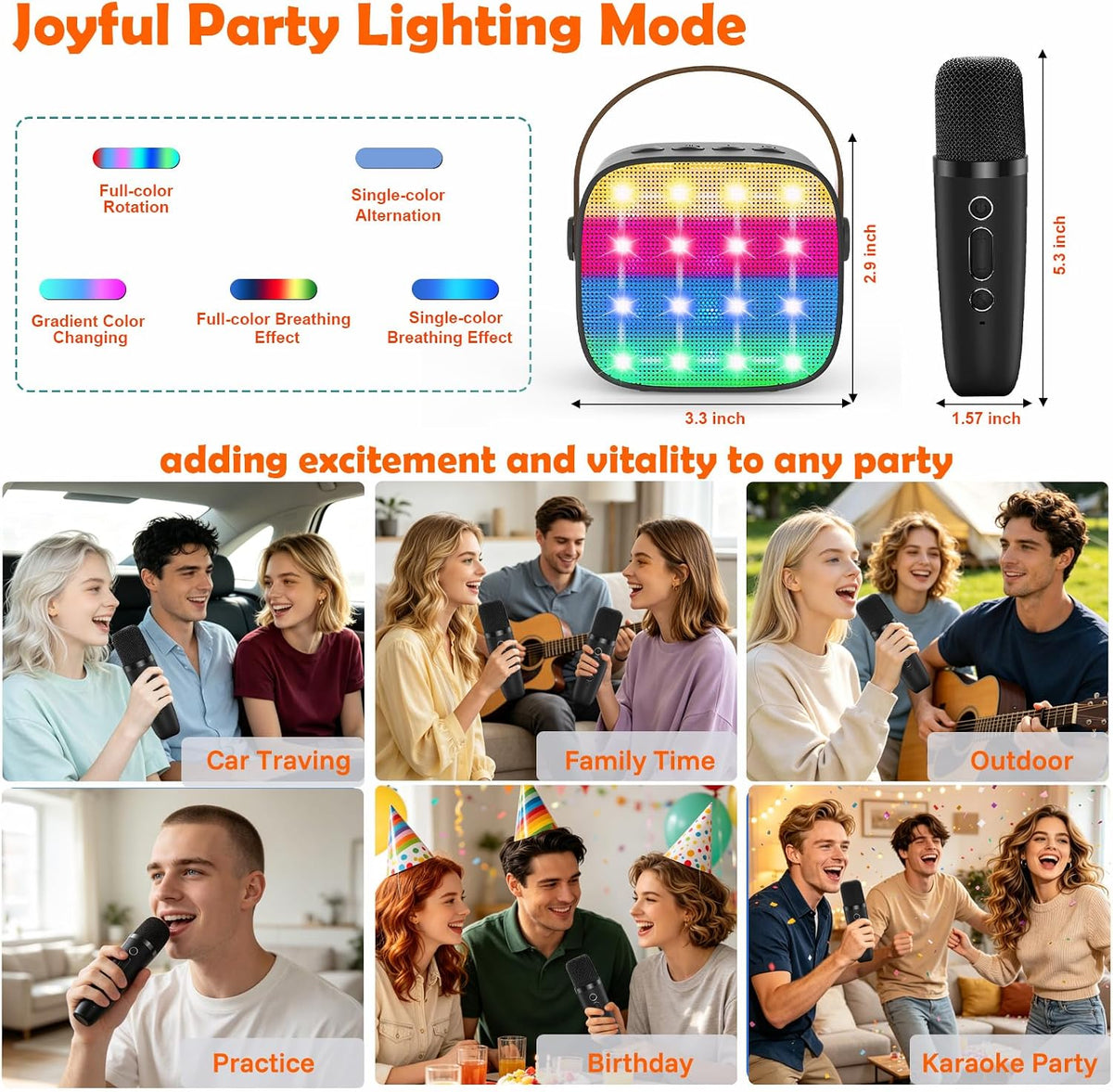 Karaoke Machine with 2 Microphones for Kids - Black - image 4