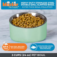 Master Pet Supply Stainless Steel Slanted Dog Cat Food Bowl 24 oz - Pistachio / 3 Cups (24 oz) - image 2