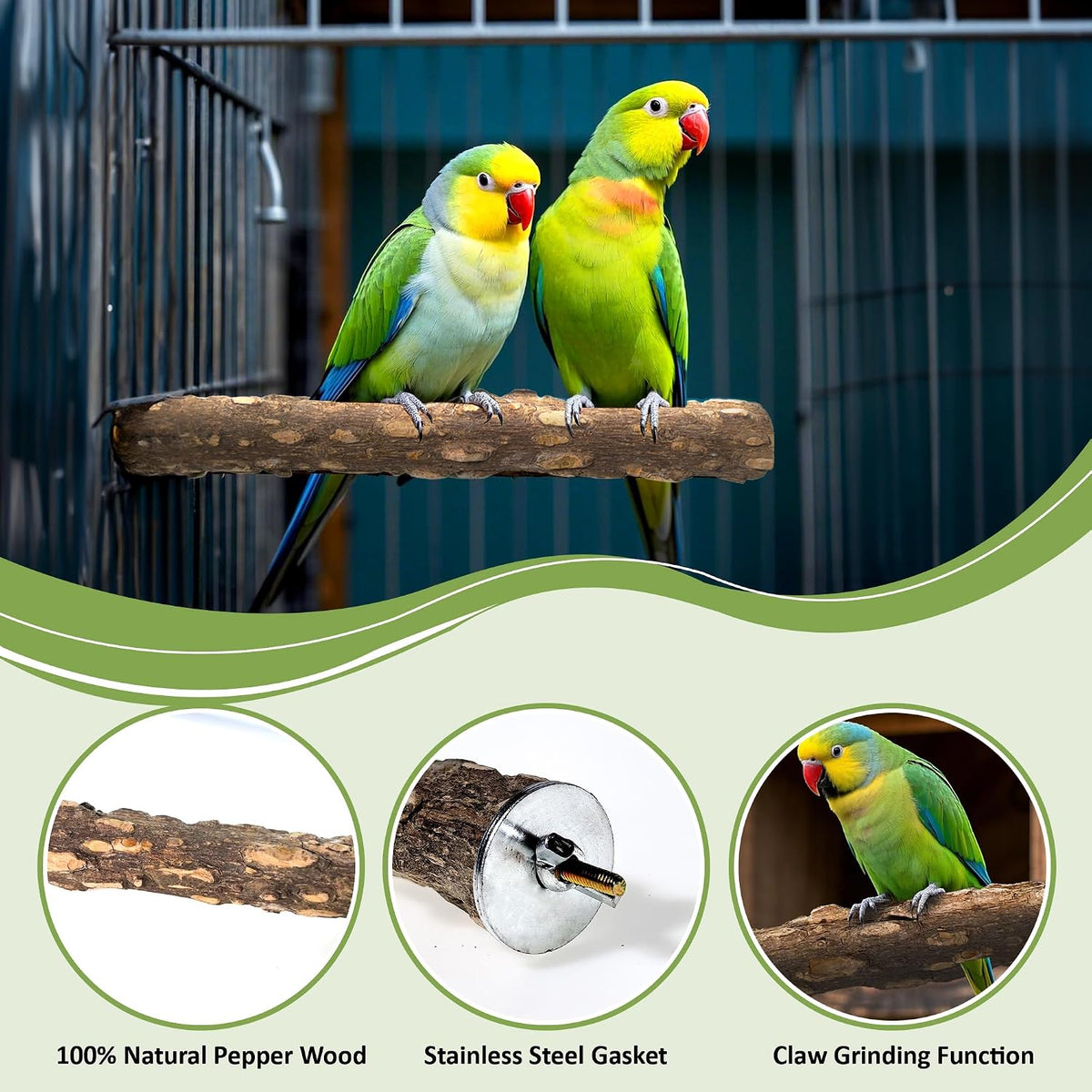 8pcs Natural Bird Perches for Cage - 8pcs-25cm - image 3