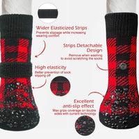 Anti Slip Dog Socks to Prevent Licking Paws - Large (4 Count) / Black and Red - image 2