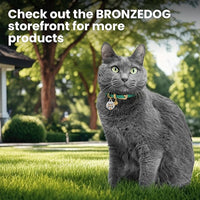 BRONZEDOG Leather Cat Collar with Removable Bells Non Breakaway Kitten QR Tag for Girl Boy (9" - 12" Cats/Mini Dogs, Purple & Gold)