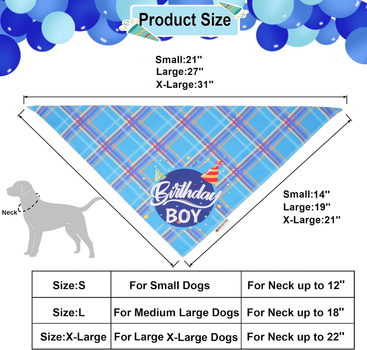 Dog Birthday Hat Bandana Set, Blue Plaid Boy Dog Bandana - Small / Sky Blue Boy - image 4