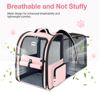 Cat Carrier Backpack, Expandable Pet Carrier with Sun Shade & Full Front Opening, Breathable Mesh - Pink / L-Mesh Window - image 2