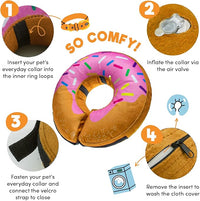BENCMATE Inflatable Dog Cone Collar Alternative, Soft Dog Cone for Small Medium Large Dogs and Cats, Neck Recovery ECollar Donut Collar After Surgery (Large, Donut-Strawberry)