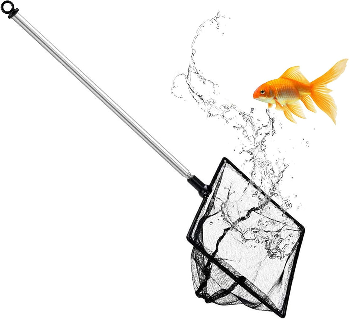 Fish Net for Fish Tank, Fine Mesh Aquarium Net with 9-24 Inch Stainless Steel Long Handle - 6 inch