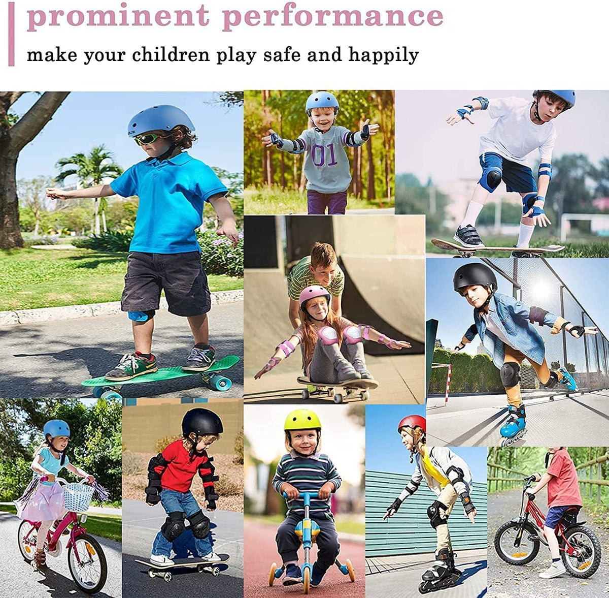 Adjustable Kids Helmet with Knee Pad, Elbow Pads & Wrist Guards - pink / Medium( 8-14 years ) - image 3